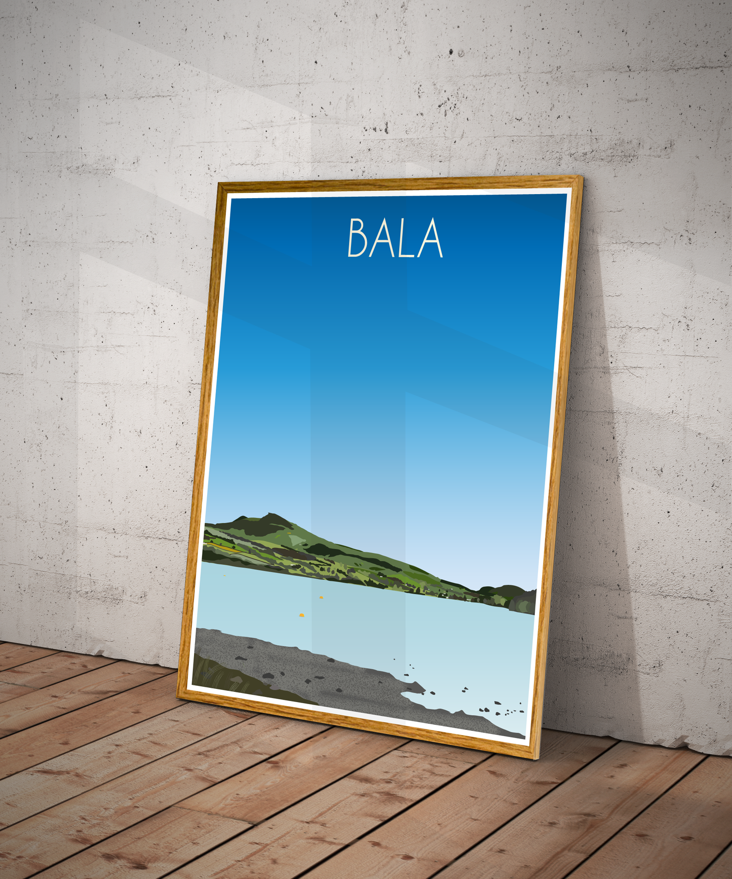 Bala Travel Poster Print – North Wales Wall Art | Retro Llyn Tegid Landscape | Instant Digital Download