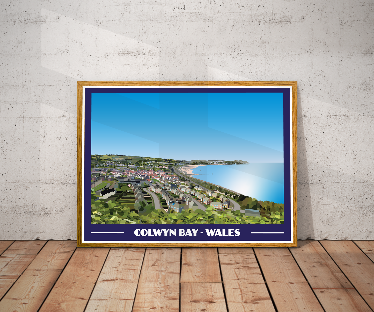 Colwyn Bay Landscape Travel Poster Print | North Wales Wall Art | Retro Seaside Printable | Instant Digital Download