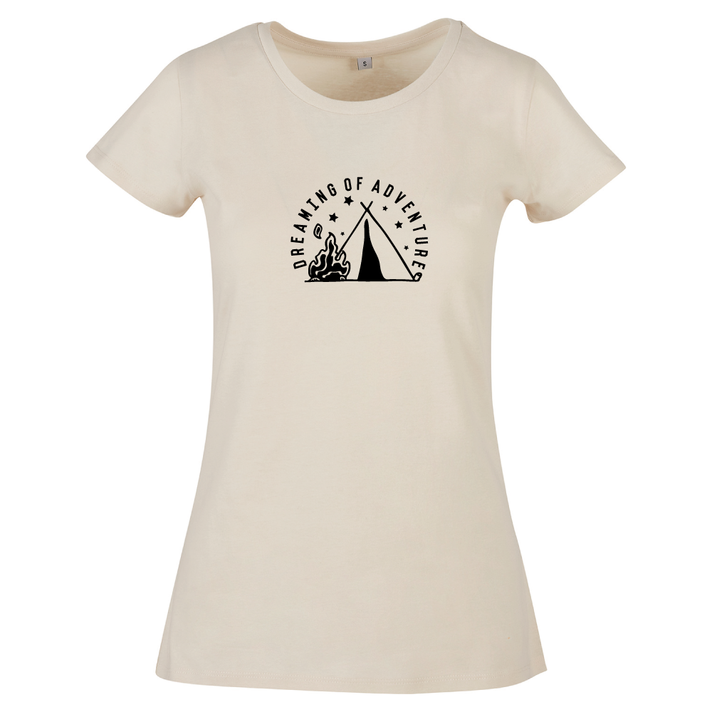 Dreaming of Adventure Camping Tent Themed Ladies T-Shirt