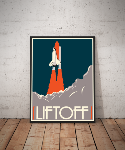 Lift-off Retro styled space travel posters