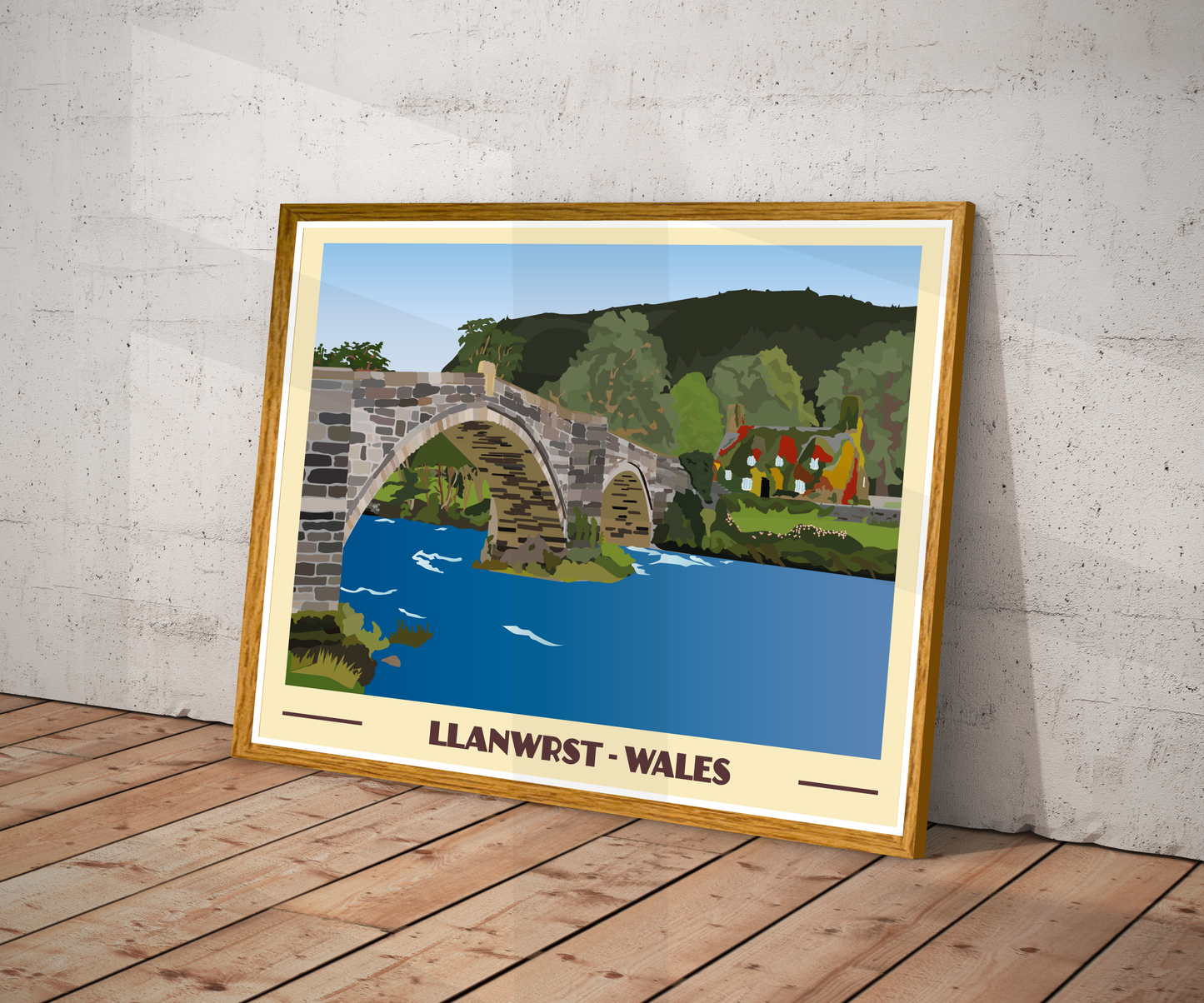 Llanrwst Travel Poster | North Wales Wall Art | Welsh Landscape Print