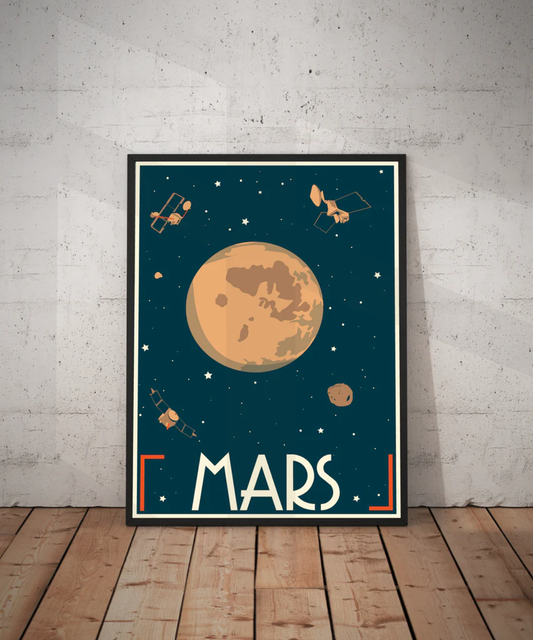 Mars Retro Space Travel Poster – Deep Space Series