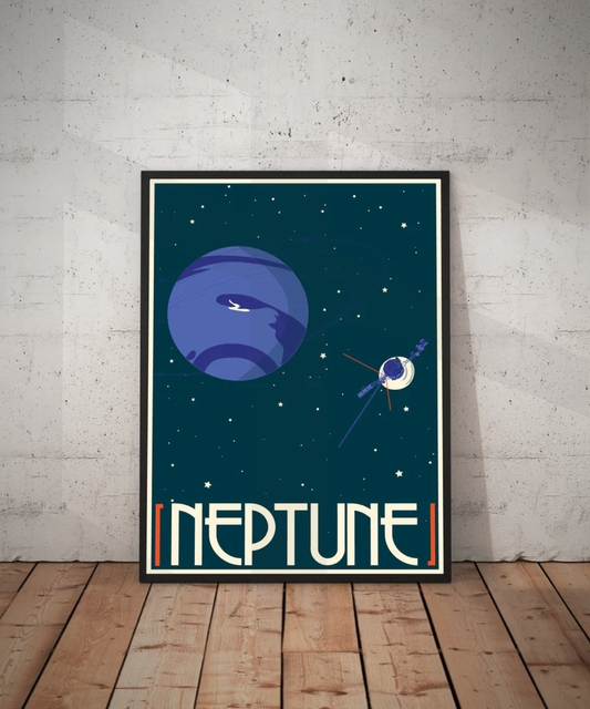 Neptune Retro Space Travel Poster – Deep Space Series