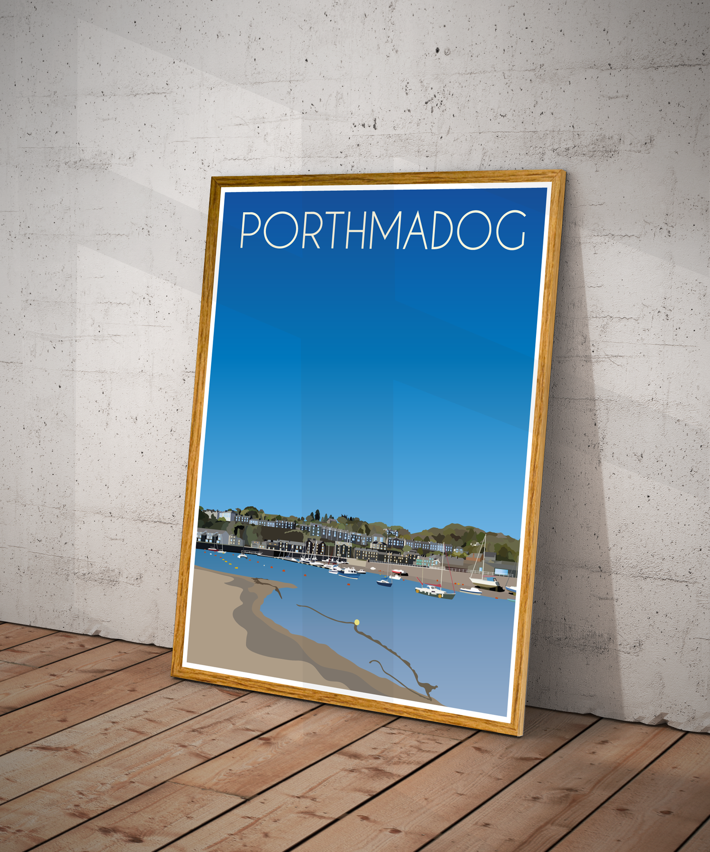 Vintage Porthmadog Travel Poster Print – North Wales Wall Art | Retro Harbour & Railway Landscape | Instant Digital Download