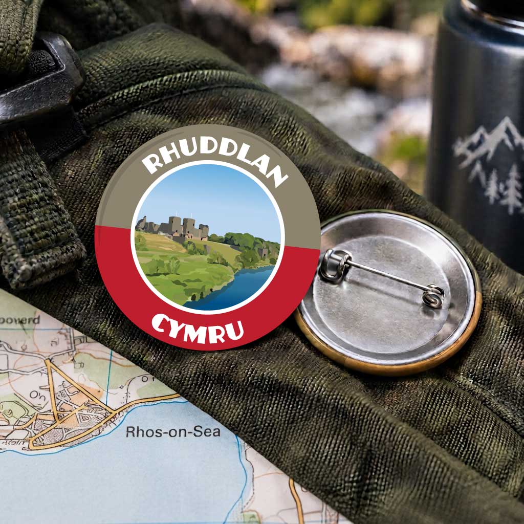 Rhuddlan with 25mm Pin Badge | Travel Memories Pin Badge
