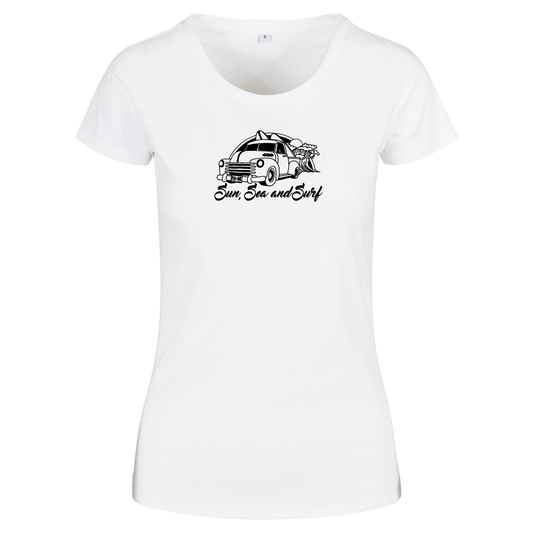 Sun Sea & Surf Coastal Adventure Tee | Surfing Ladies T-Shirt UK