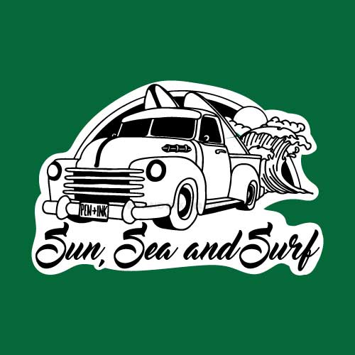 Sun, Sea and Surf Sticker | Surfing Themed Sticker