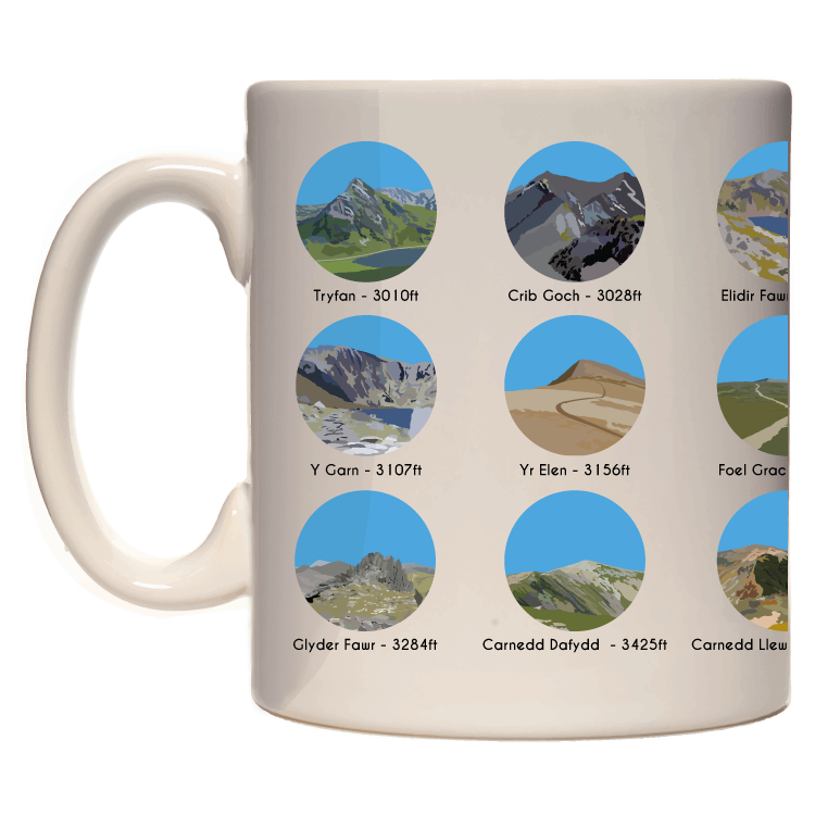 Welsh 3000's Mountains Mug - 330ml mug