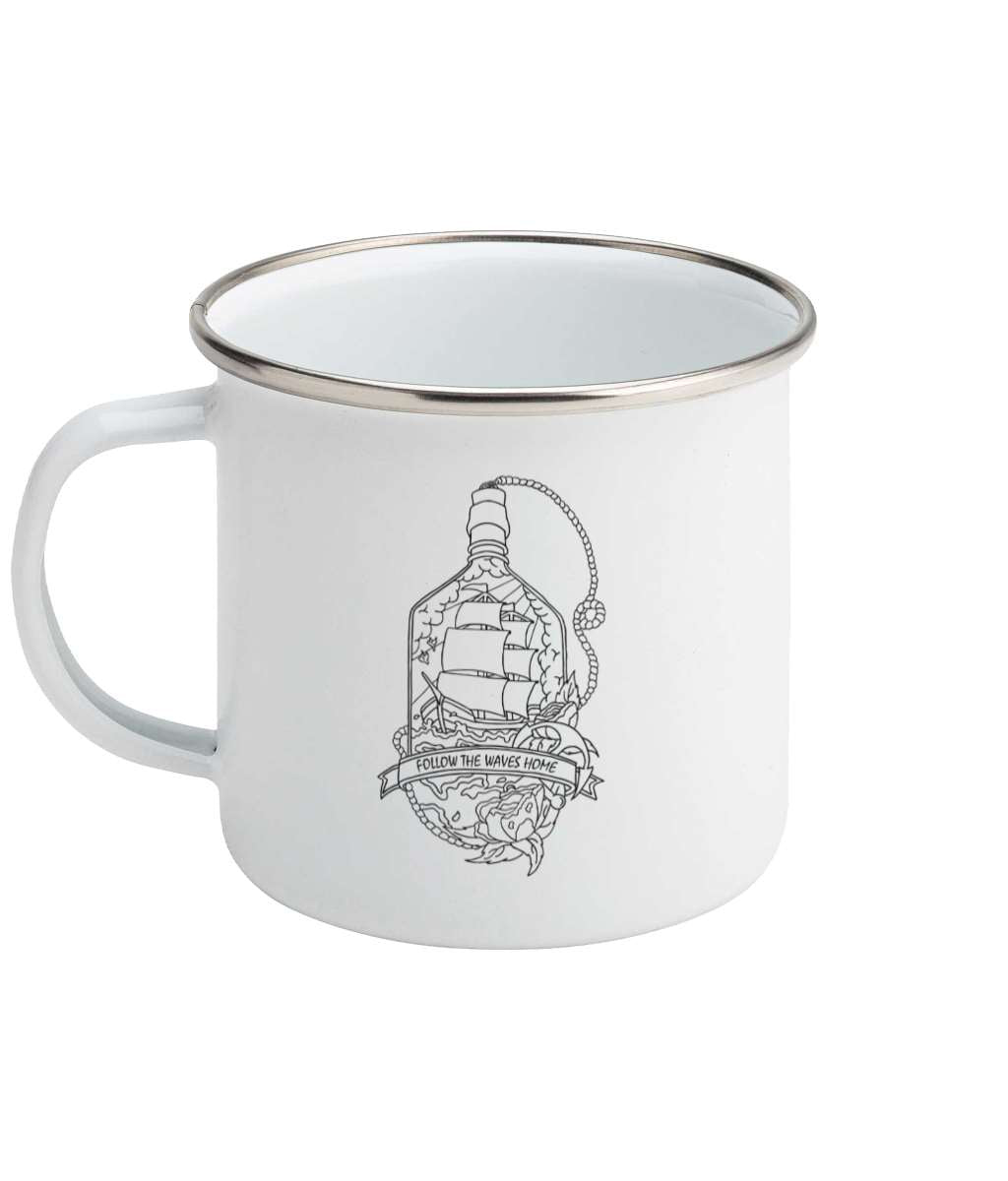 Follow The Waves Home - Enamel Mug Pen and Ink Studios