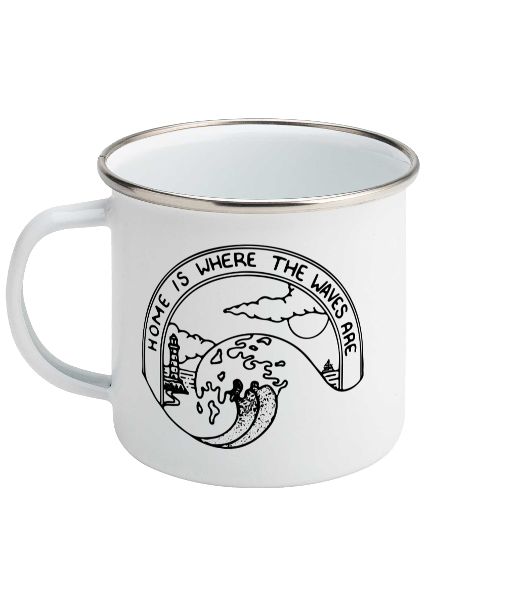 Home Is Where The Waves Are - Enamel Mug Pen and Ink Studios