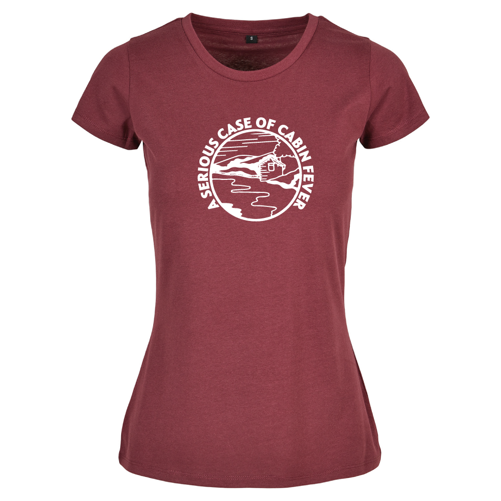 A Serious Case of Cabin Fever ladies camping t-shirt