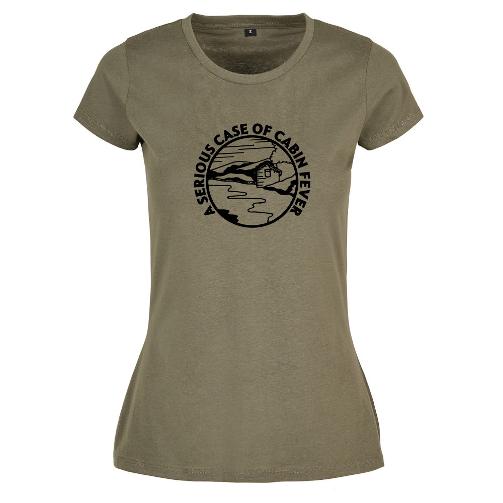 A Serious Case of Cabin Fever ladies camping t-shirt