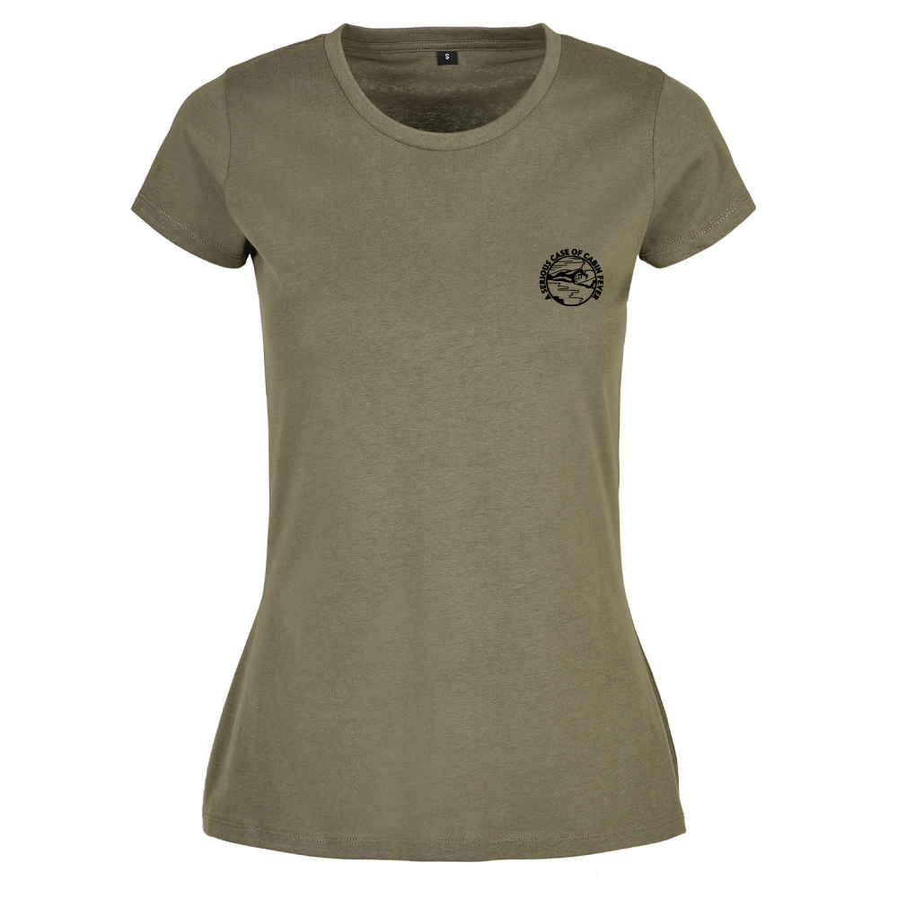 A Serious Case of Cabin Fever ladies camping t-shirt