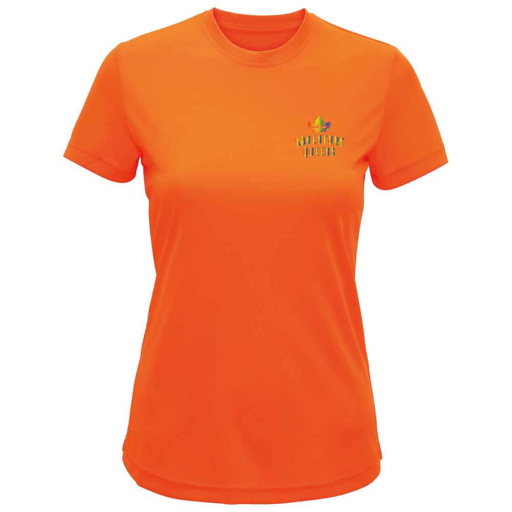 Adventure Queens Rainbow logo women's t-shirt with pocket design