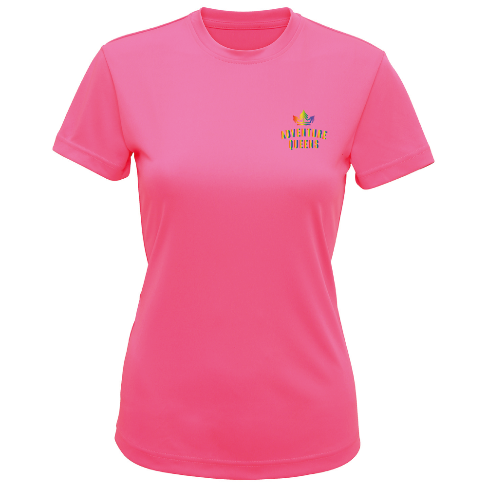 Adventure Queens Rainbow logo women's t-shirt with pocket design