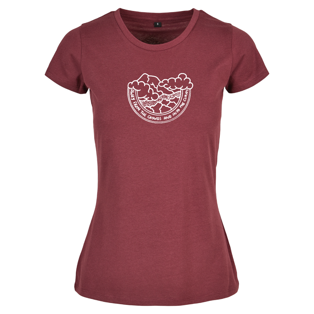 Away from the Crowds and Into the Clouds Ladies Travel T-Shirt