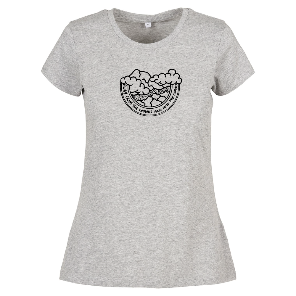 Away from the Crowds and Into the Clouds Ladies Travel T-Shirt