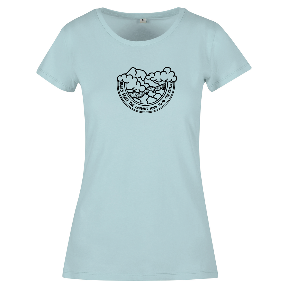 Away from the Crowds and Into the Clouds Ladies Travel T-Shirt