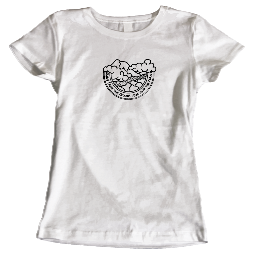 Away from the Crowds and Into the Clouds Ladies' Hiking T-Shirt