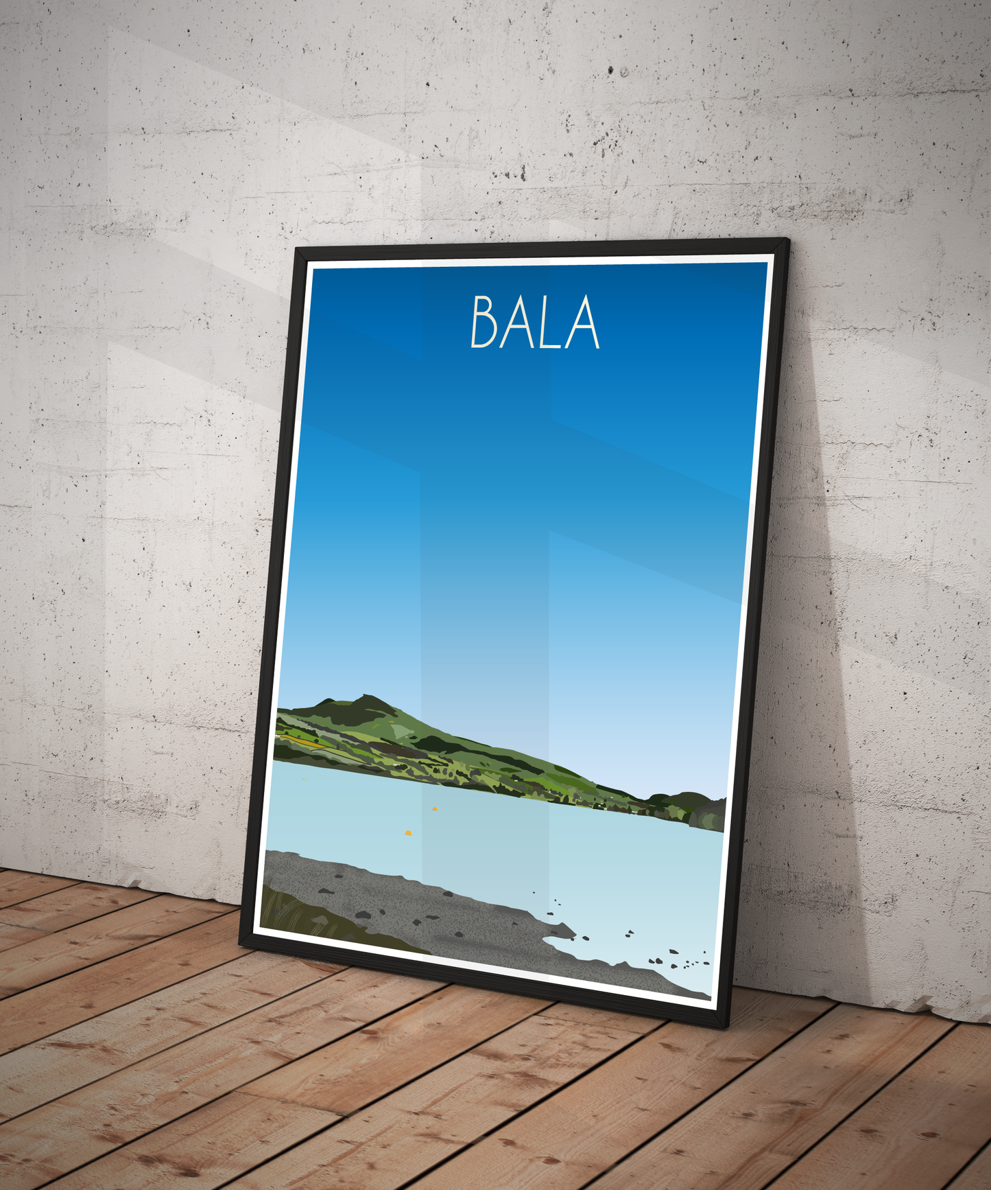 Bala Travel Poster Print – North Wales Wall Art | Retro Llyn Tegid Landscape | Instant Digital Download
