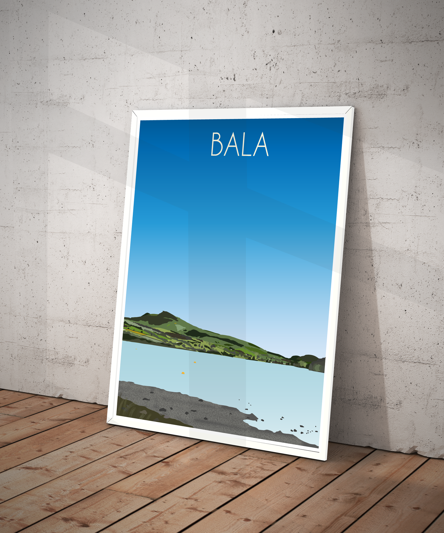 Bala Travel Poster Print – North Wales Wall Art | Retro Llyn Tegid Landscape | Instant Digital Download