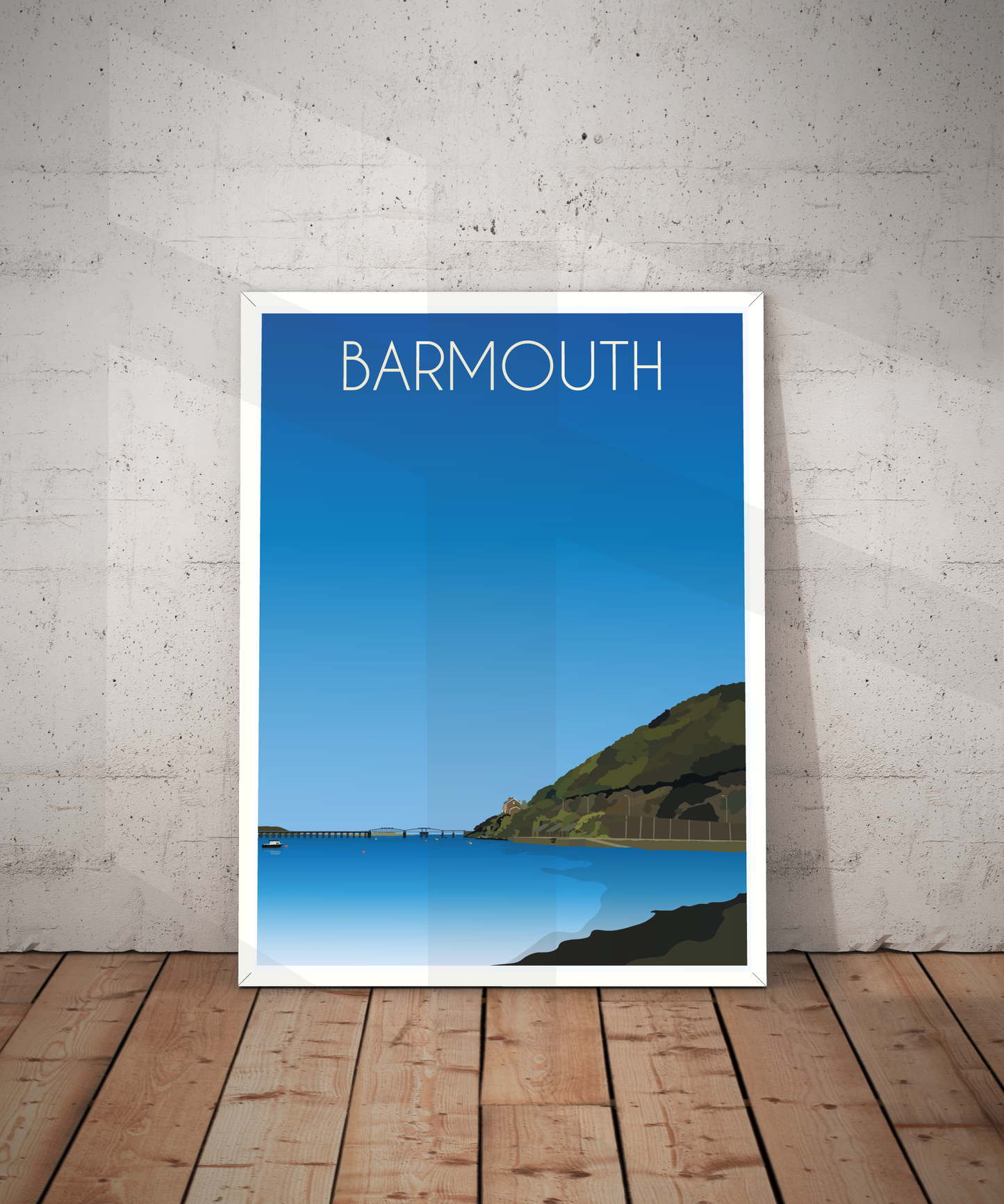 Vintage Barmouth Travel Poster Print – North Wales Wall Art | Retro Seaside Landscape | Instant Digital Download