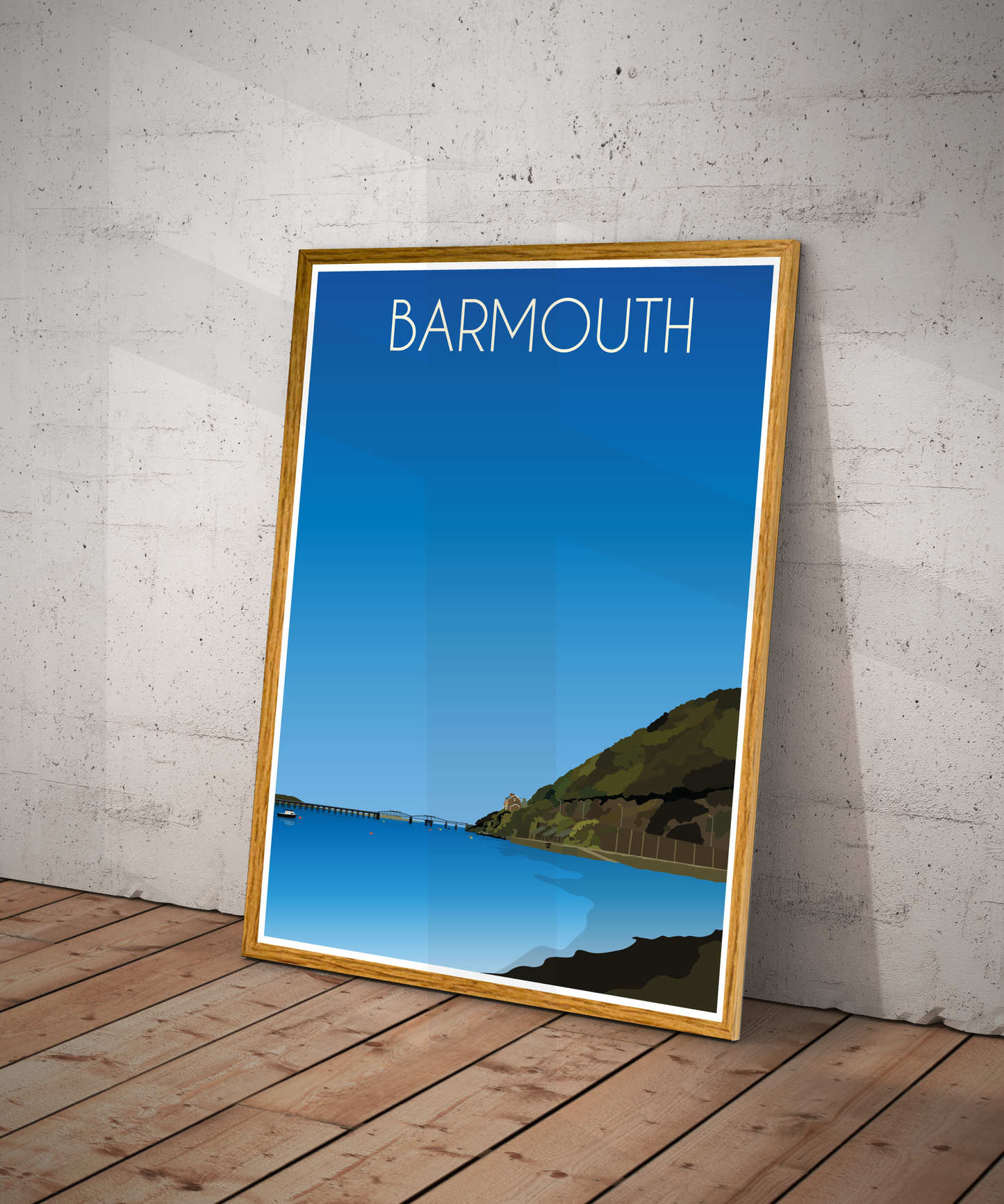 Vintage Barmouth Travel Poster Print – North Wales Wall Art | Retro Seaside Landscape | Instant Digital Download
