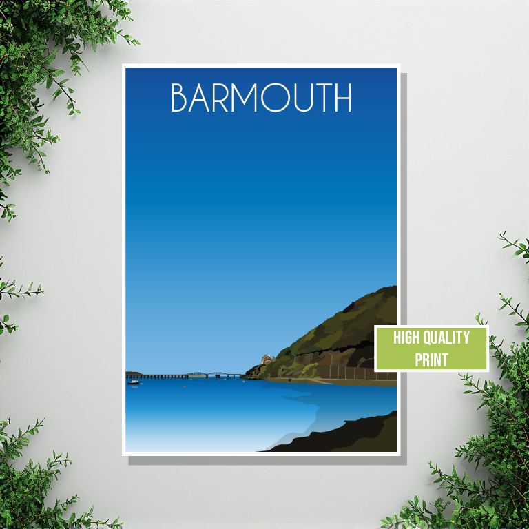 Barmouth Travel Poster – Snowdonia Coast (Portrait Print)