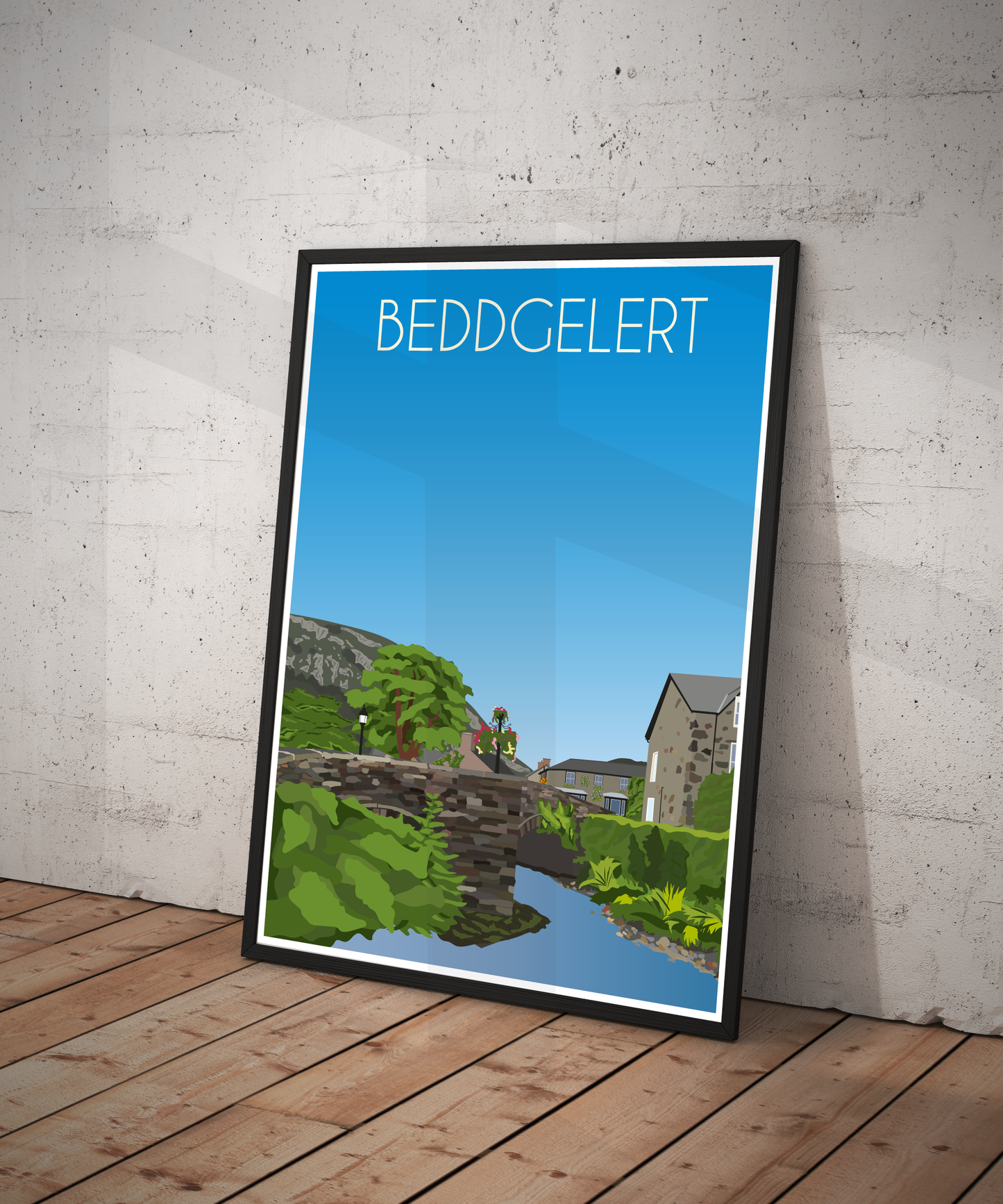 Vintage Beddgelert Travel Poster Print – North Wales Wall Art | Retro Snowdonia Village Landscape | Instant Digital Download
