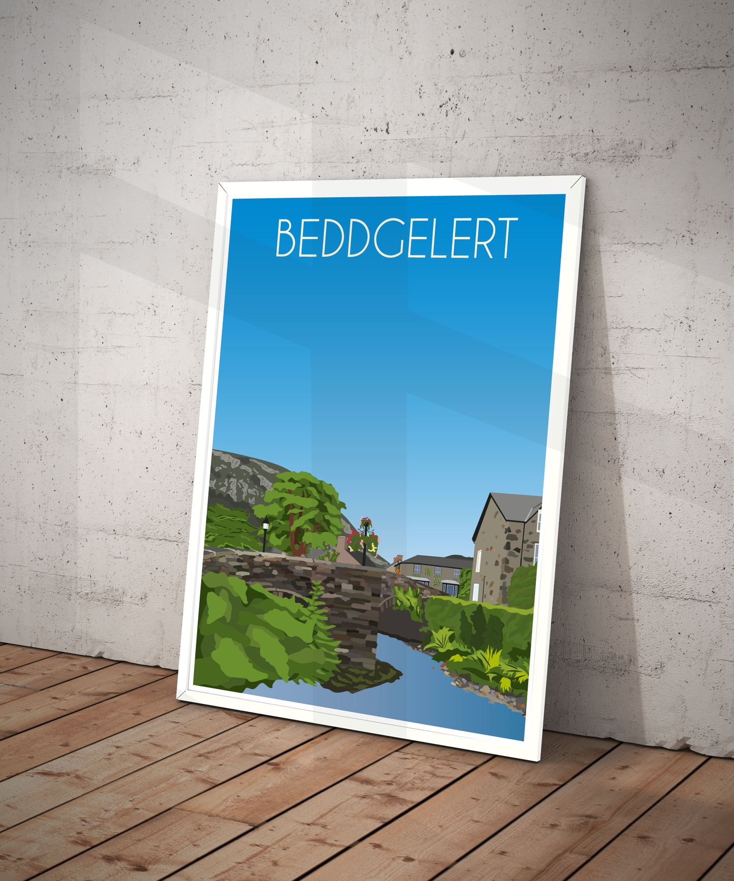 Vintage Beddgelert Travel Poster Print – North Wales Wall Art | Retro Snowdonia Village Landscape | Instant Digital Download