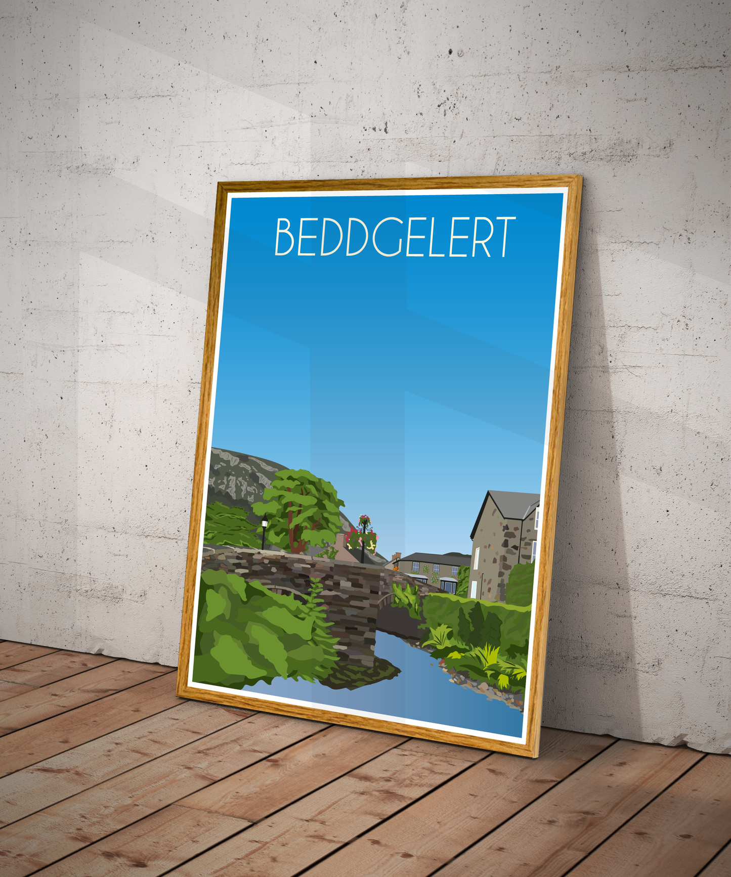 Vintage Beddgelert Travel Poster Print – North Wales Wall Art | Retro Snowdonia Village Landscape | Instant Digital Download