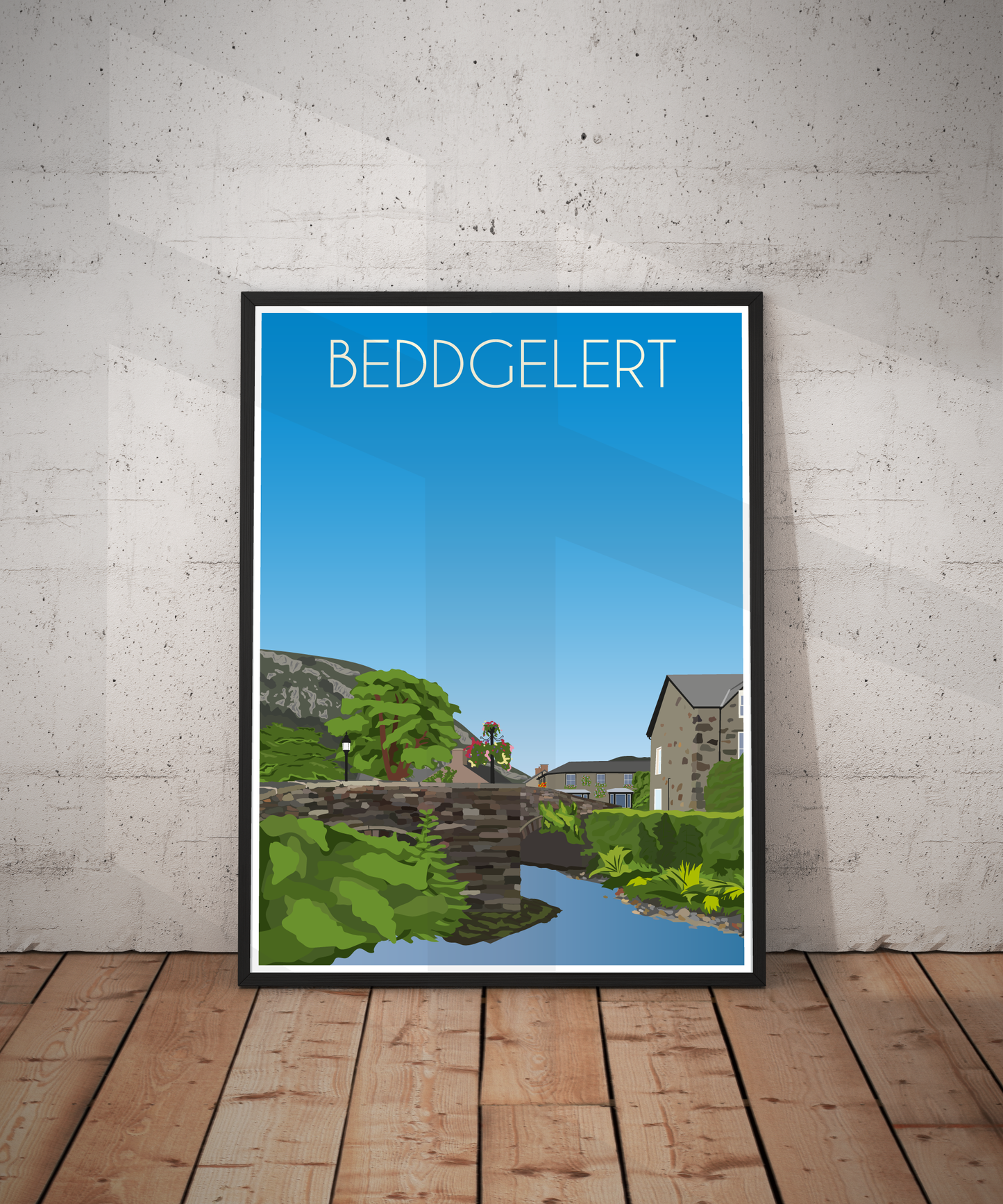 Vintage Beddgelert Travel Poster Print – North Wales Wall Art | Retro Snowdonia Village Landscape | Instant Digital Download