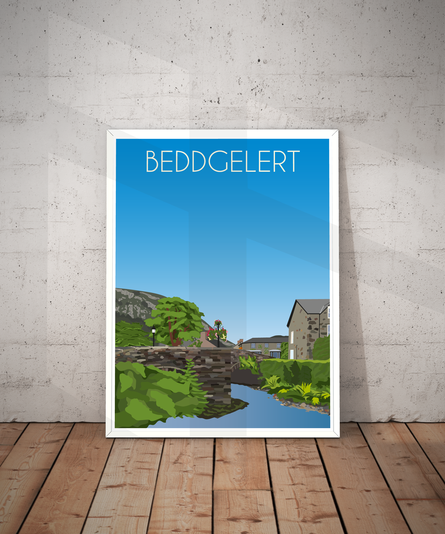 Vintage Beddgelert Travel Poster Print – North Wales Wall Art | Retro Snowdonia Village Landscape | Instant Digital Download