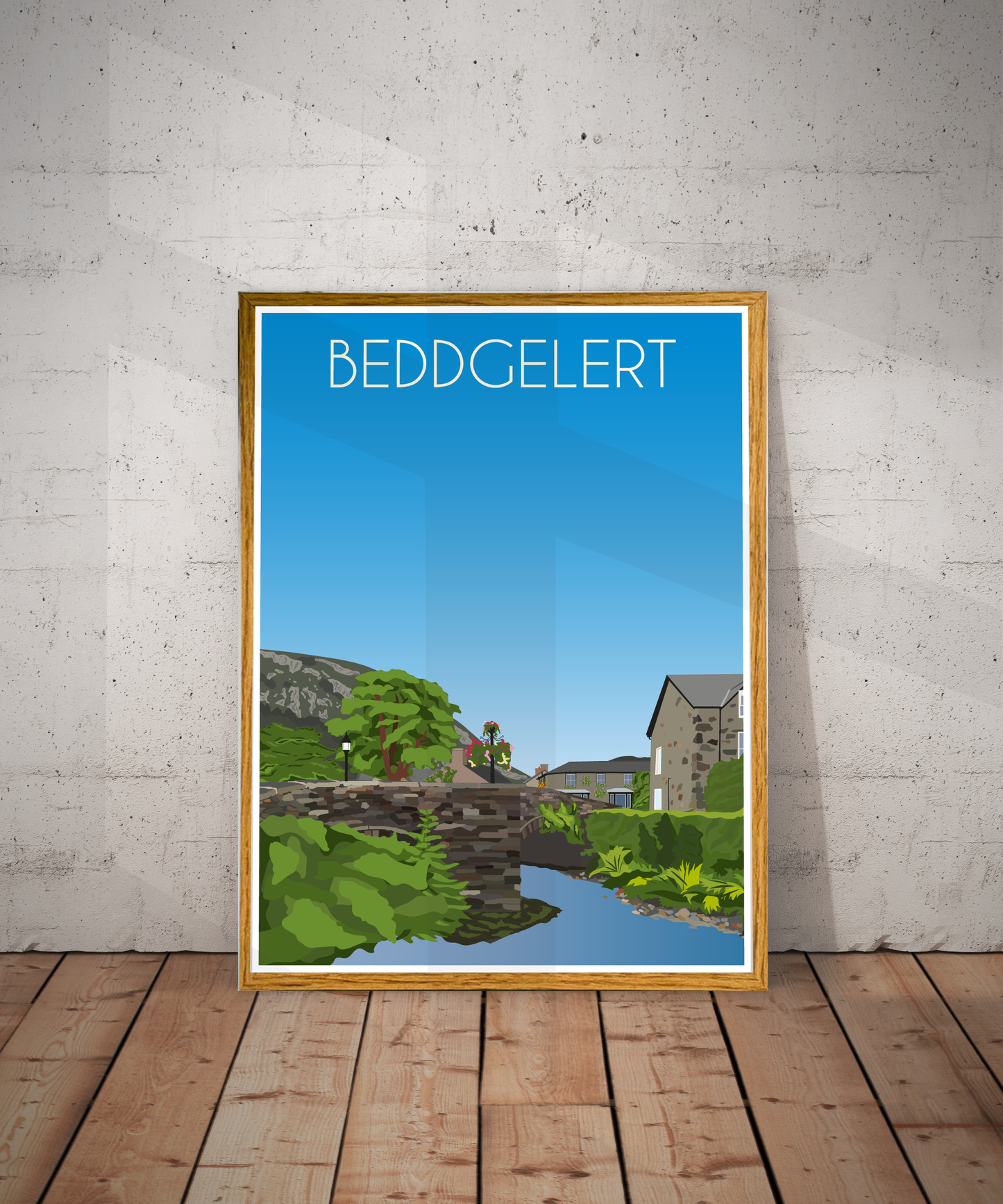 Vintage Beddgelert Travel Poster Print – North Wales Wall Art | Retro Snowdonia Village Landscape | Instant Digital Download