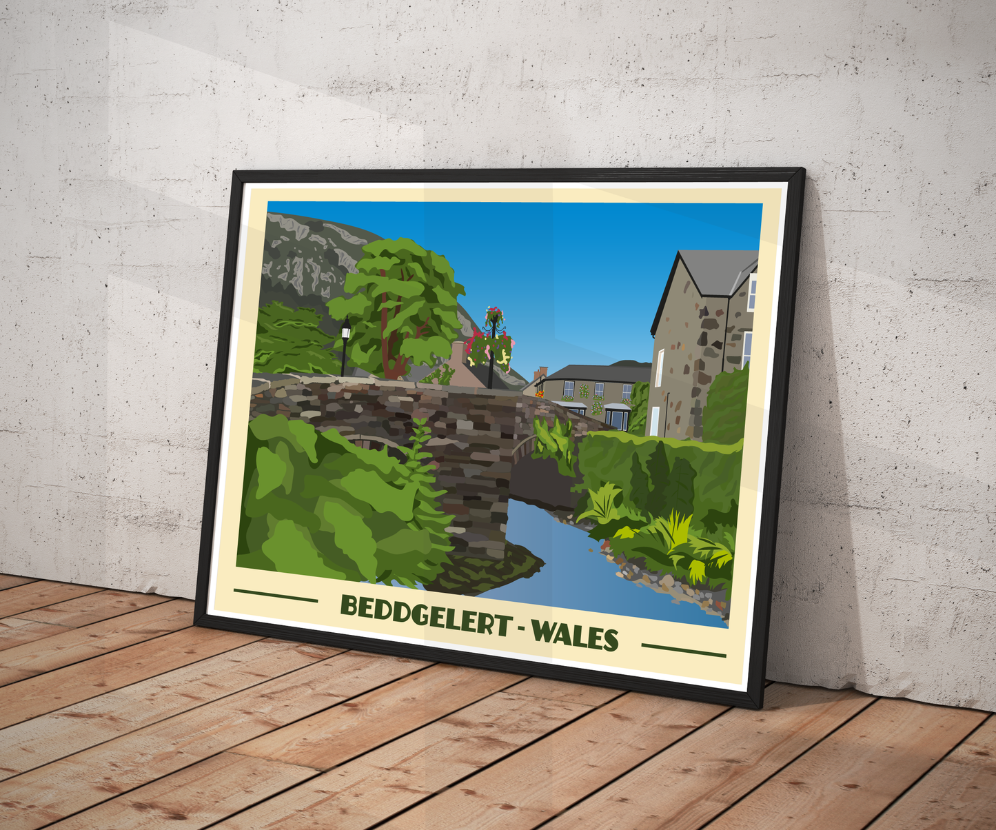 Beddgelert Travel Poster | North Wales Wall Art | Welsh Landscape Print