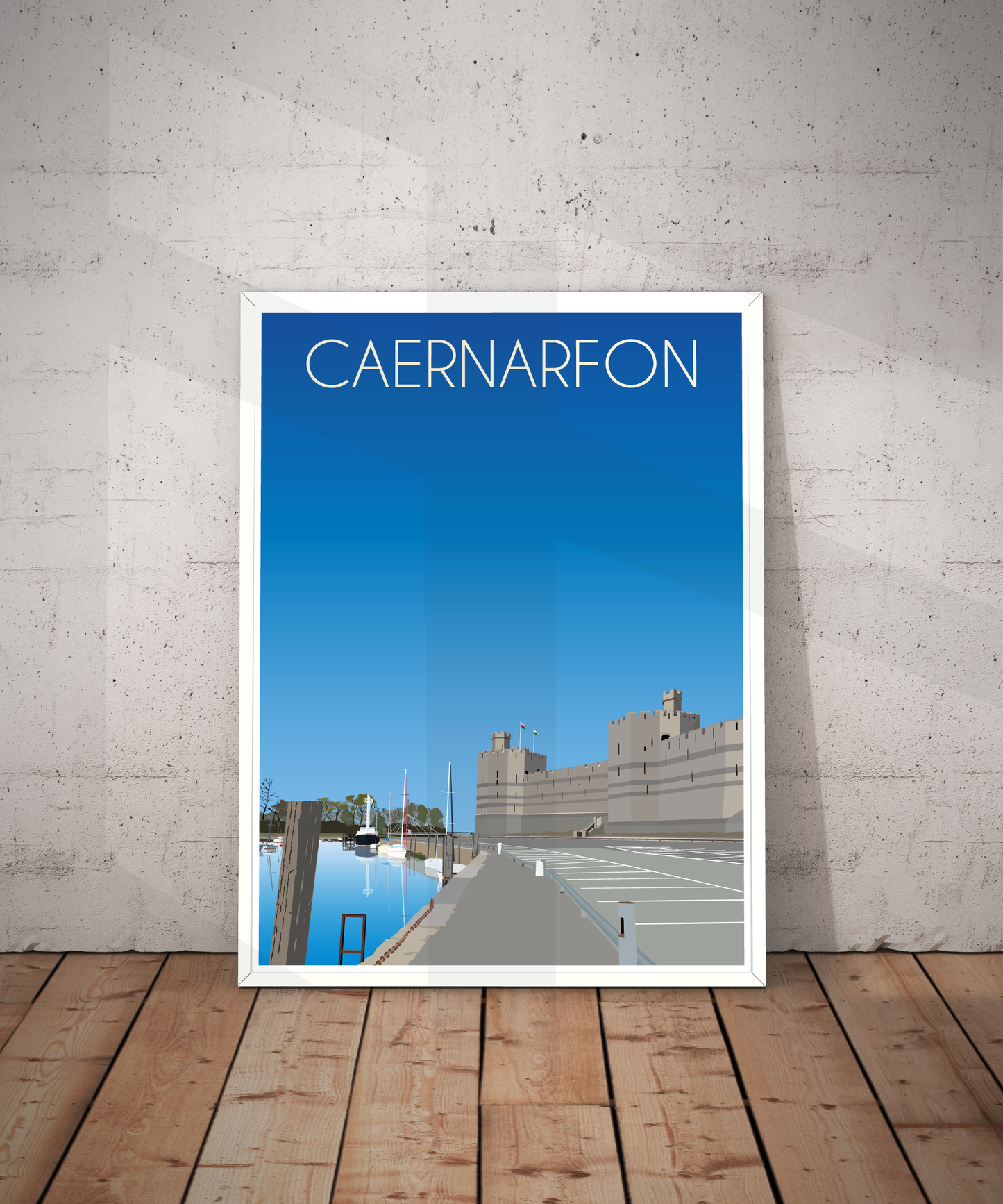 Caernarfon Travel Poster | North Wales Wall Art | Welsh Landscape Portrait Print