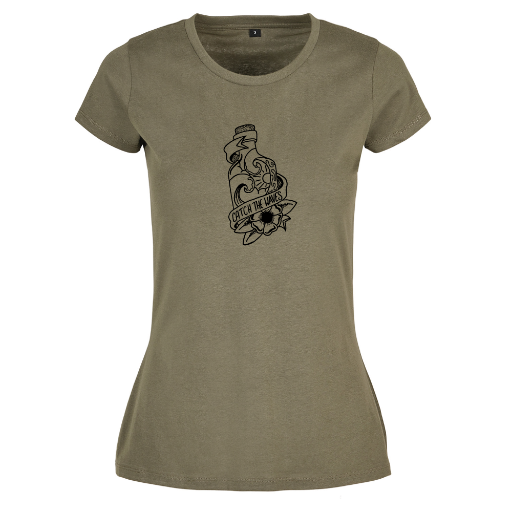 Catch The Waves Surfing Sea Ocean Lovers Ladies T-Shirt