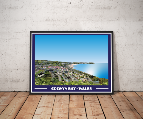 Vintage portrait travel poster print of Colwyn Bay in North Wales, various sizes available