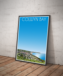 Vintage style travel poster print of Colwyn Bay in North Wales, various sizes available