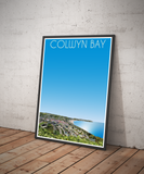 Vintage style travel poster print of Colwyn Bay in North Wales, various sizes available