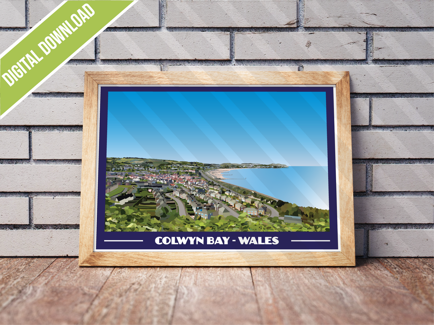 Colwyn Bay Landscape Travel Poster Print | North Wales Wall Art | Retro Seaside Printable | Instant Digital Download