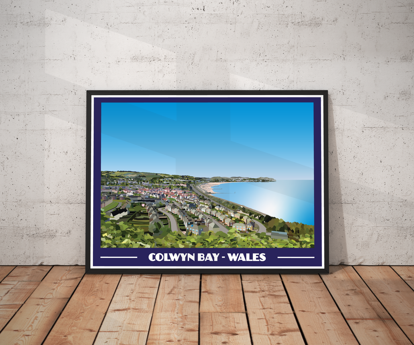 Colwyn Bay Landscape Travel Poster Print | North Wales Wall Art | Retro Seaside Printable | Instant Digital Download