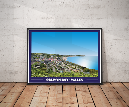 Colwyn Bay Landscape Travel Poster Print | North Wales Wall Art | Retro Seaside Printable | Instant Digital Download