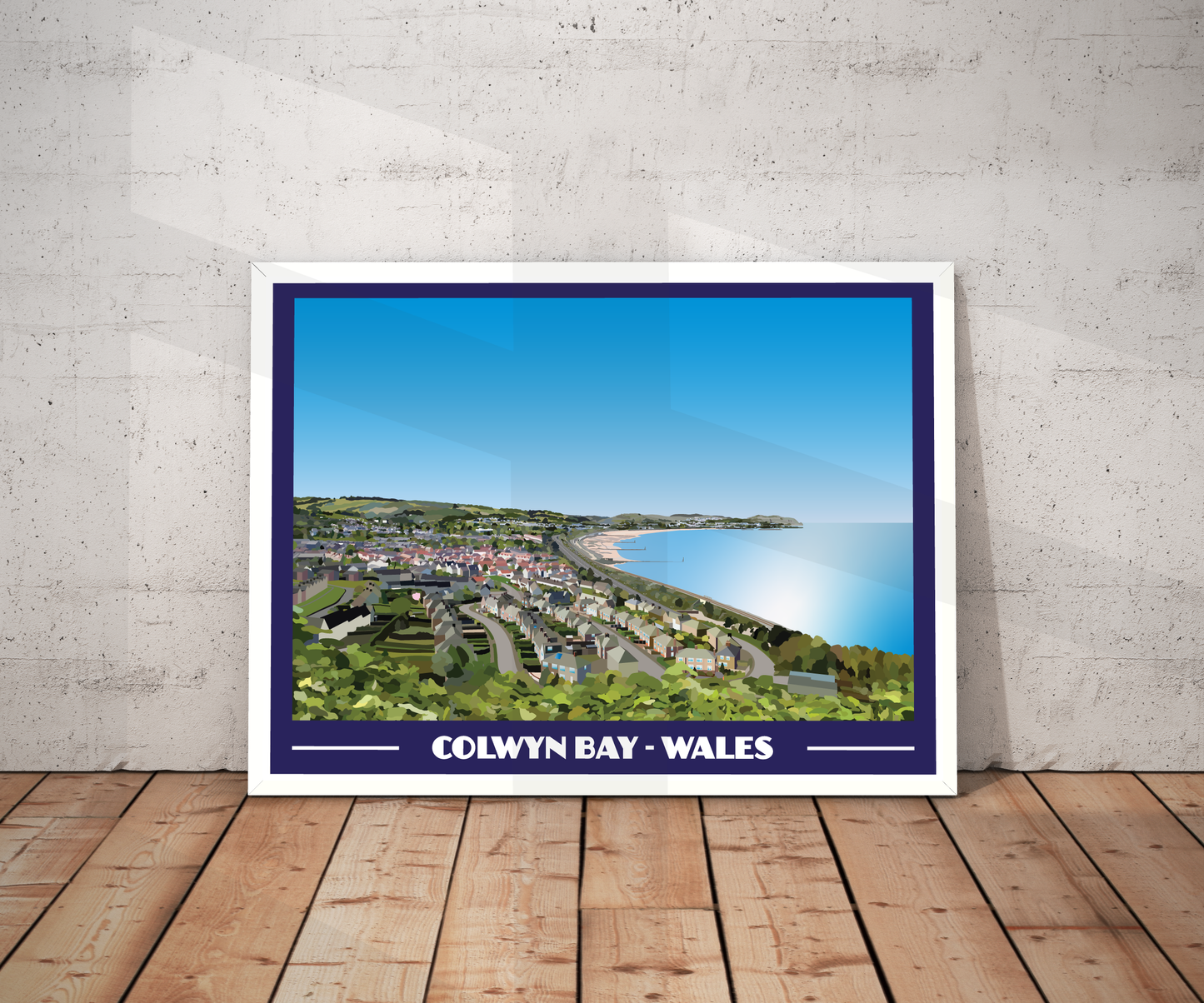 Colwyn Bay Landscape Travel Poster Print | North Wales Wall Art | Retro Seaside Printable | Instant Digital Download