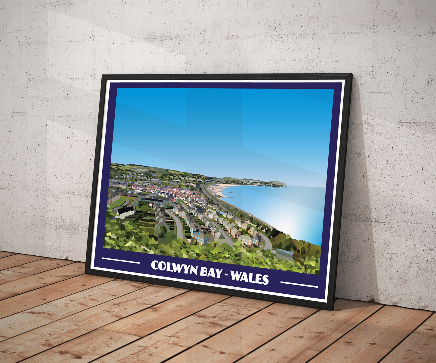 Colwyn Bay Landscape Travel Poster Print | North Wales Wall Art | Retro Seaside Printable | Instant Digital Download