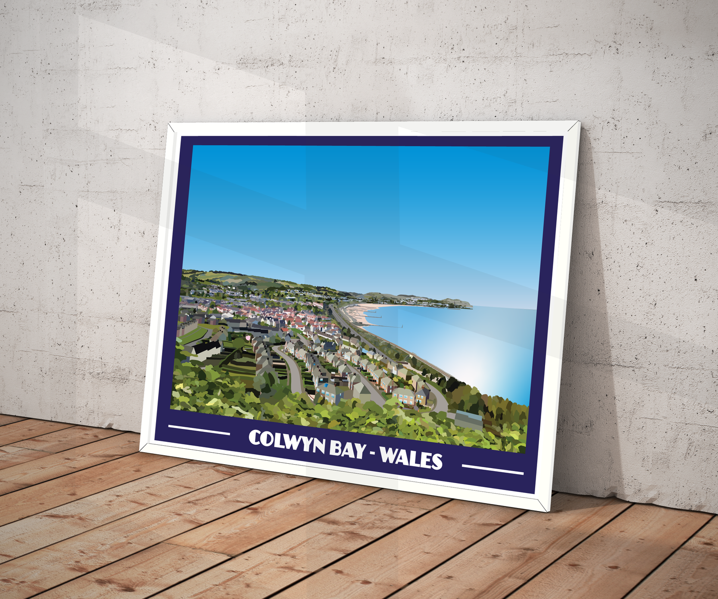 Colwyn Bay Landscape Travel Poster Print | North Wales Wall Art | Retro Seaside Printable | Instant Digital Download
