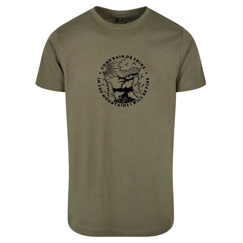 Come Rain or Shine In The Mountains I Am Fine Adventure Hiking T-Shirt