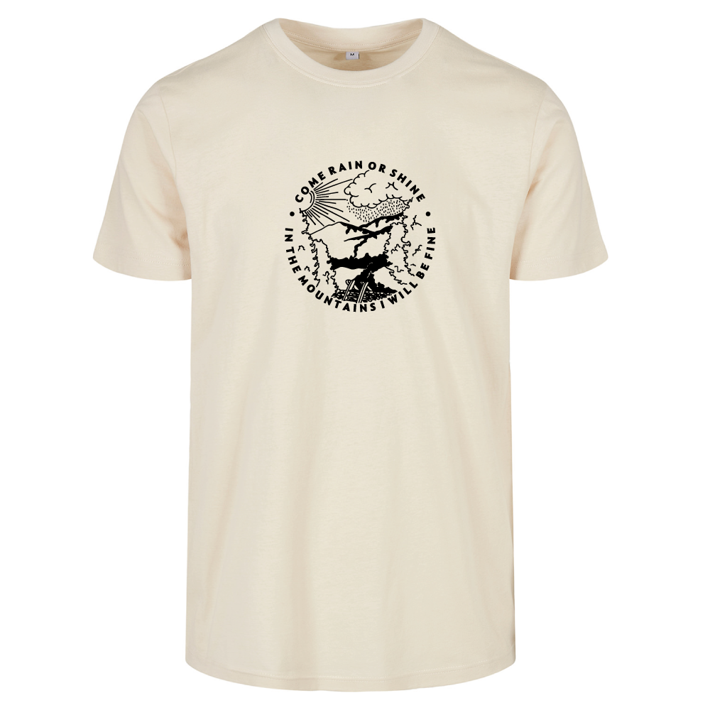 Come Rain or Shine In The Mountains I Am Fine Adventure Hiking T-Shirt