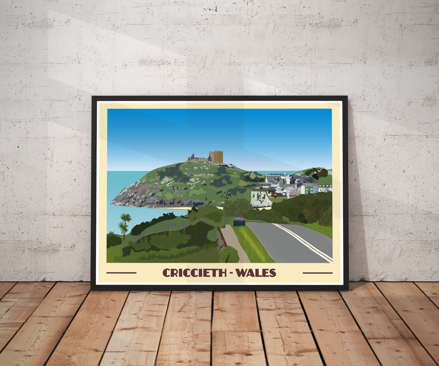 Criccieth Travel Poster | North Wales Wall Art | Welsh Coastal Print
