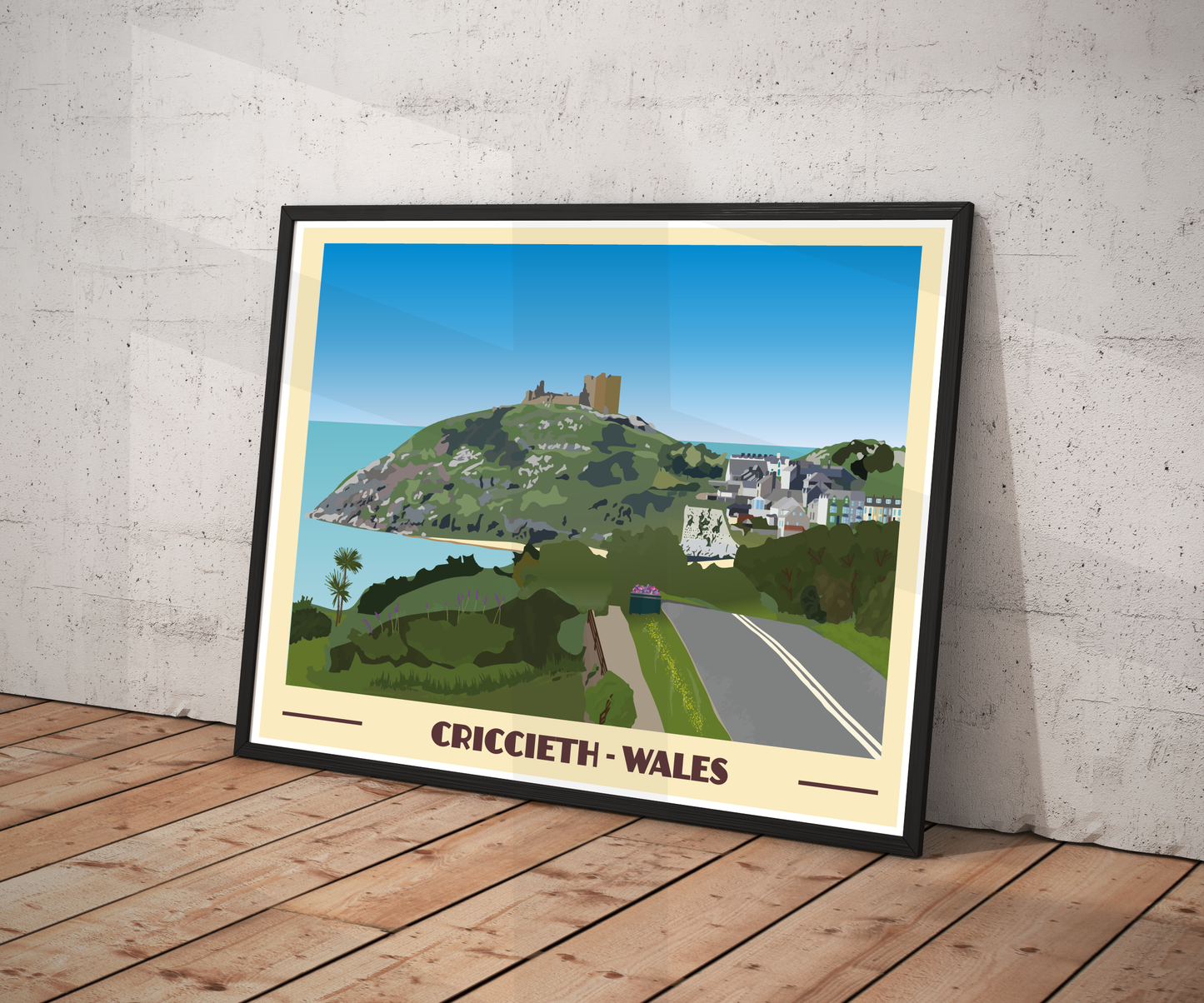 Criccieth Travel Poster | North Wales Wall Art | Welsh Coastal Print